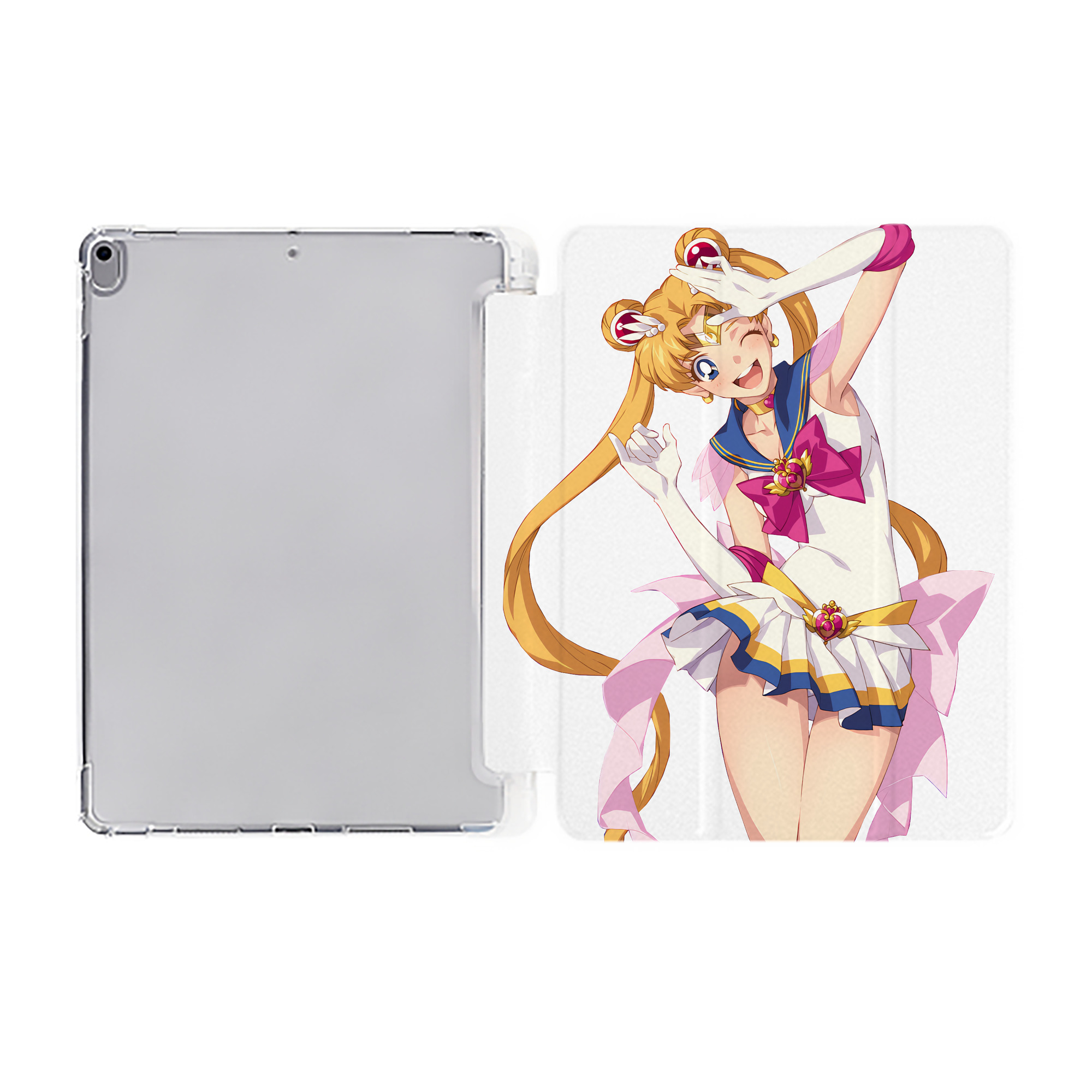 （画像用） 美少女戦士セーラームーン 月野 うさぎ つきの うさぎ Sailor Moon Tsukino Usagi IPad ケース ペン収納付き 三つ折りスタンド PUレザー×シリコン 対応機種9.5/10.5/10.9インチ